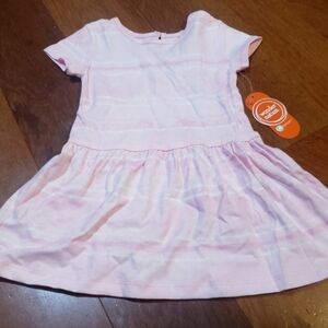 NWT baby girl spring cotton candy pink striped short sleeved dress size 24months
